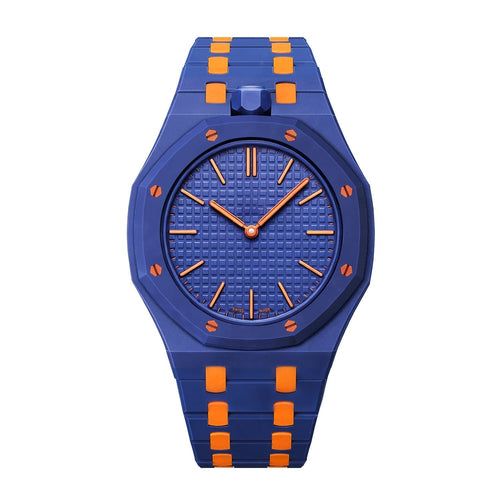 [Plus&Max]OAK POP EXCLUSIVE DARK BLUE AND ORANGE BIOCERAMIC STRAP