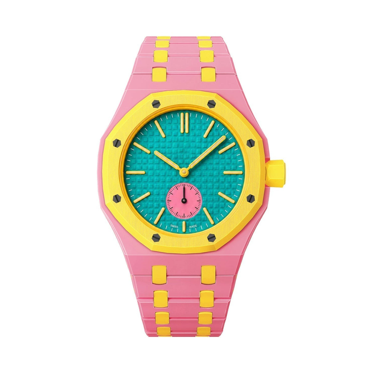 [Plus&Max]OAK POP EXCLUSIVE PINK AND YELLOW BIOCERAMIC STRAP
