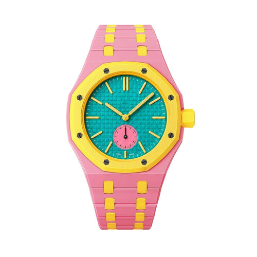 [Plus&Max]OAK POP EXCLUSIVE PINK AND YELLOW BIOCERAMIC STRAP