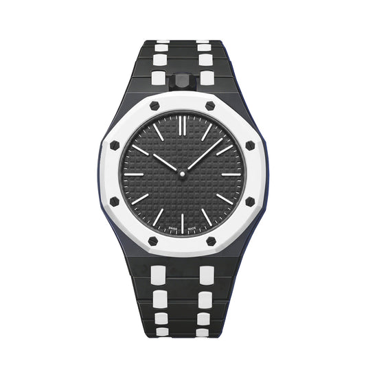 [Plus&Max]OAK POP EXCLUSIVE BLACK AND WHITE BIOCERAMIC STRAP