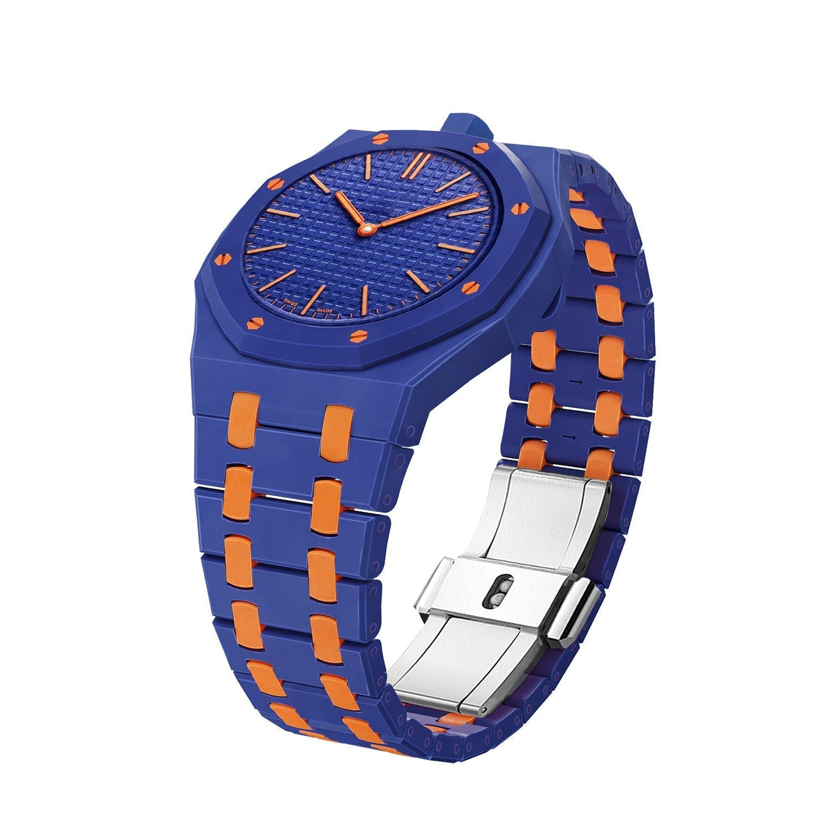 [Plus&Max]OAK POP EXCLUSIVE DARK BLUE AND ORANGE BIOCERAMIC STRAP