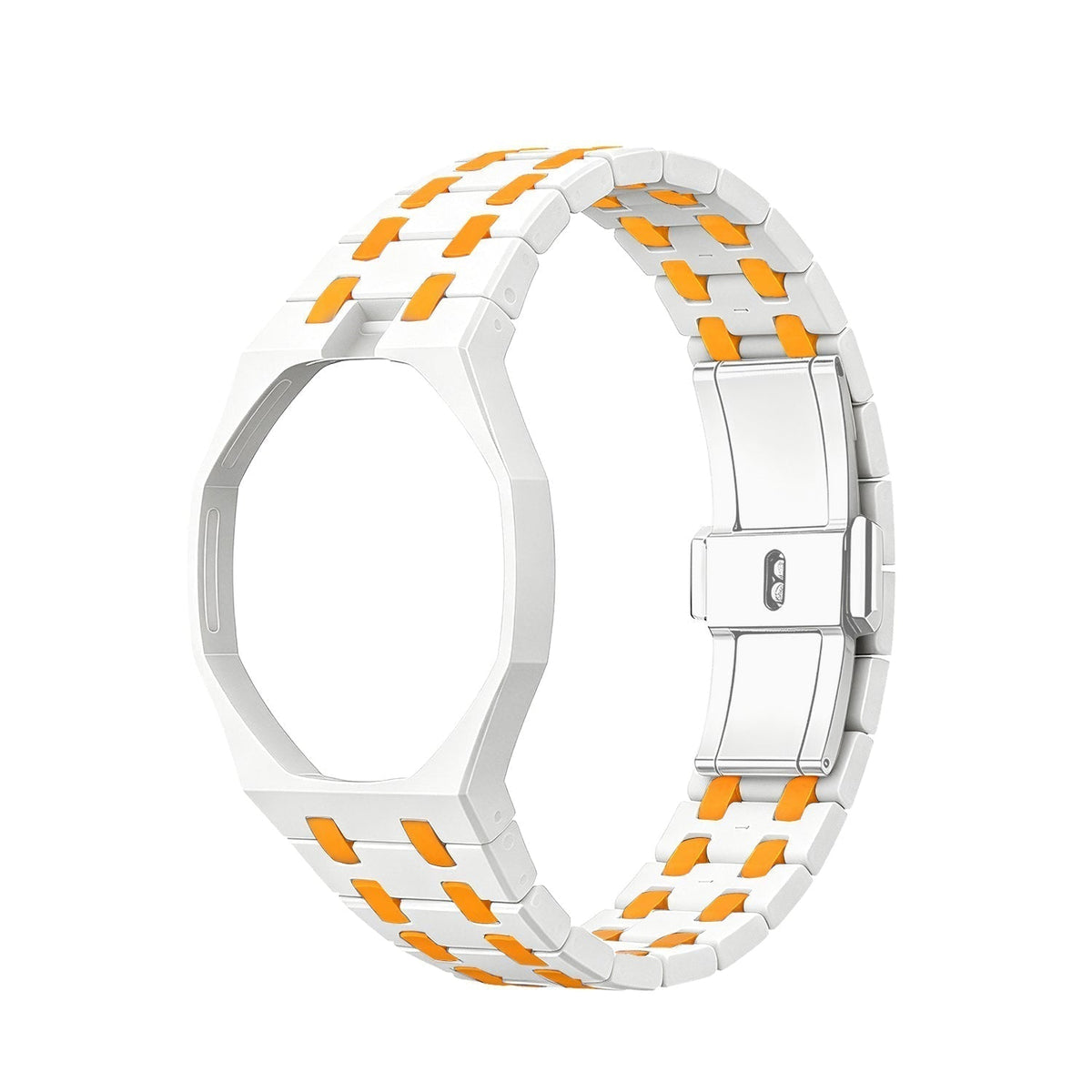 [Plus&Max]OAK POP EXCLUSIVE WHITE AND ORANGE BIOCERAMIC STRAP