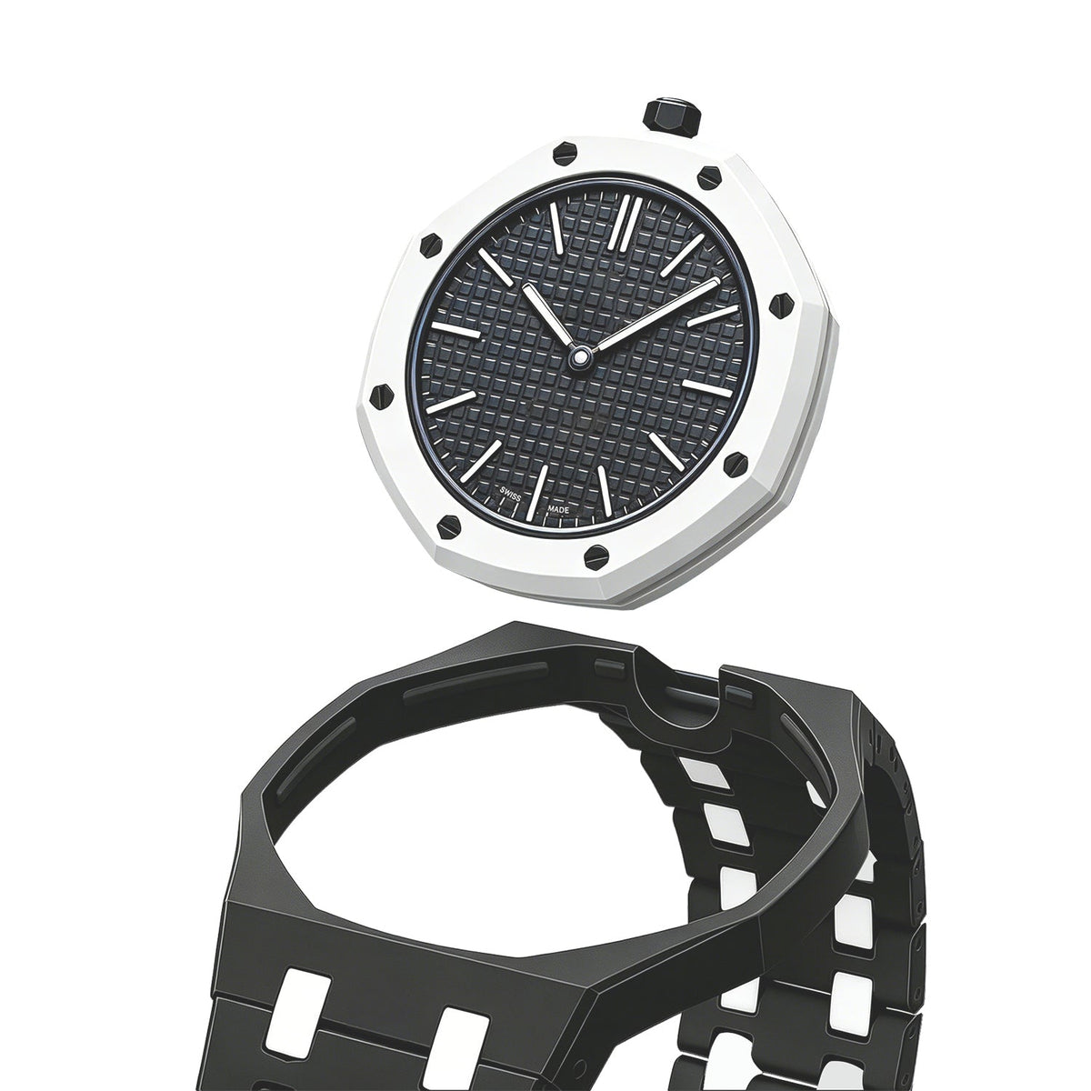 [Plus&Max]OAK POP EXCLUSIVE BLACK AND WHITE BIOCERAMIC STRAP
