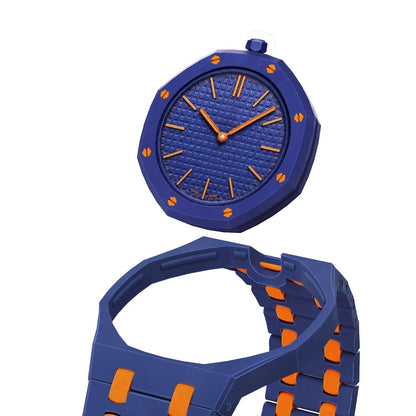 [Plus&Max]OAK POP EXCLUSIVE DARK BLUE AND ORANGE BIOCERAMIC STRAP