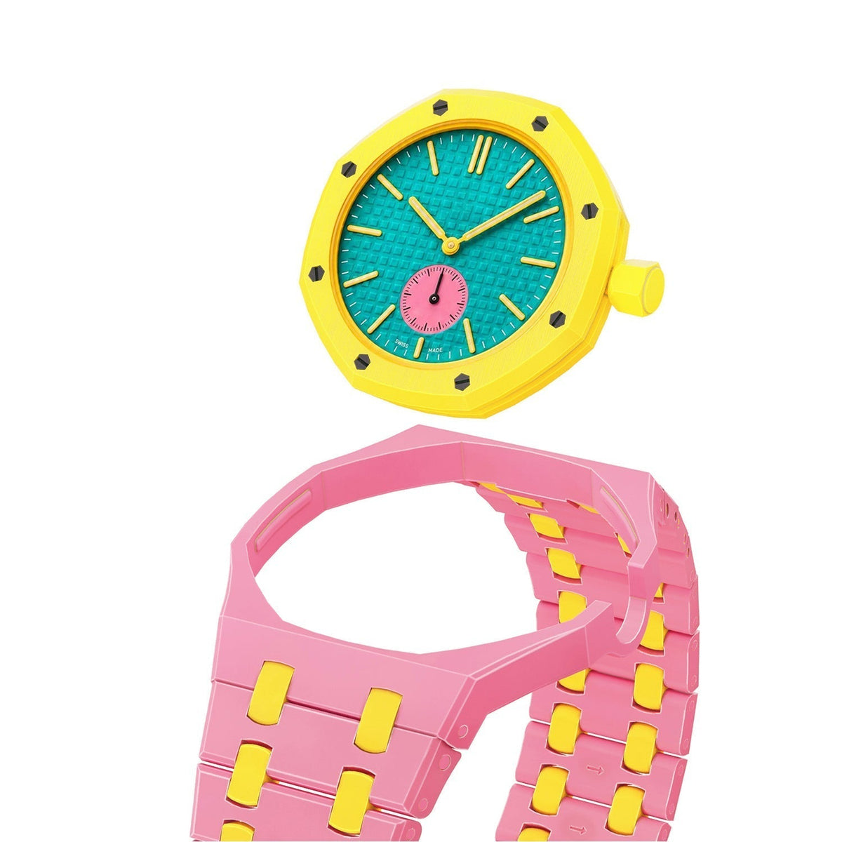 [Plus&Max]OAK POP EXCLUSIVE PINK AND YELLOW BIOCERAMIC STRAP