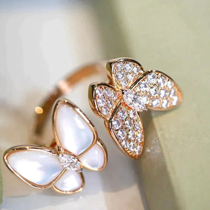 [Plus&Max]TWIN BUTTERFLY DIAMOND MOP RING