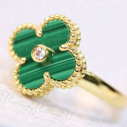 [Plus&Max]CLOVER MALACHITE RING GOLD DIAMOND