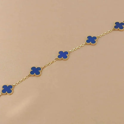 [Plus&Max]LUCKY CLOVER 5-MOTIF BRACELET - BLUE AGATE COLLECTION