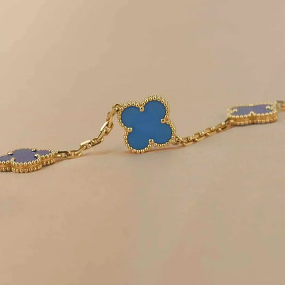 [Plus&Max]LUCKY CLOVER 5-MOTIF BRACELET - BLUE AGATE COLLECTION