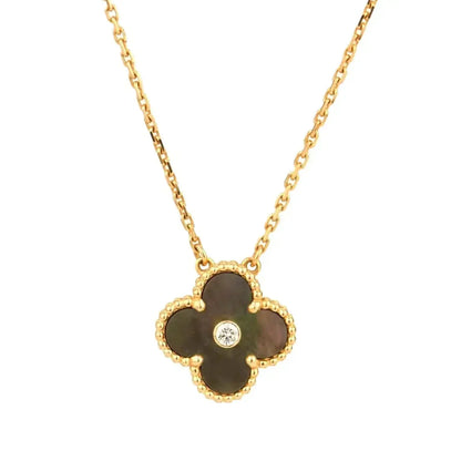 [Plus&Max]CLOVER 15MM DIAMOND AND MOTHER-OF-GREY NECKLACE
