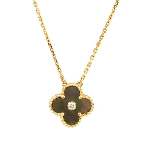 [Plus&Max]CLOVER 15MM DIAMOND AND MOTHER-OF-GREY NECKLACE