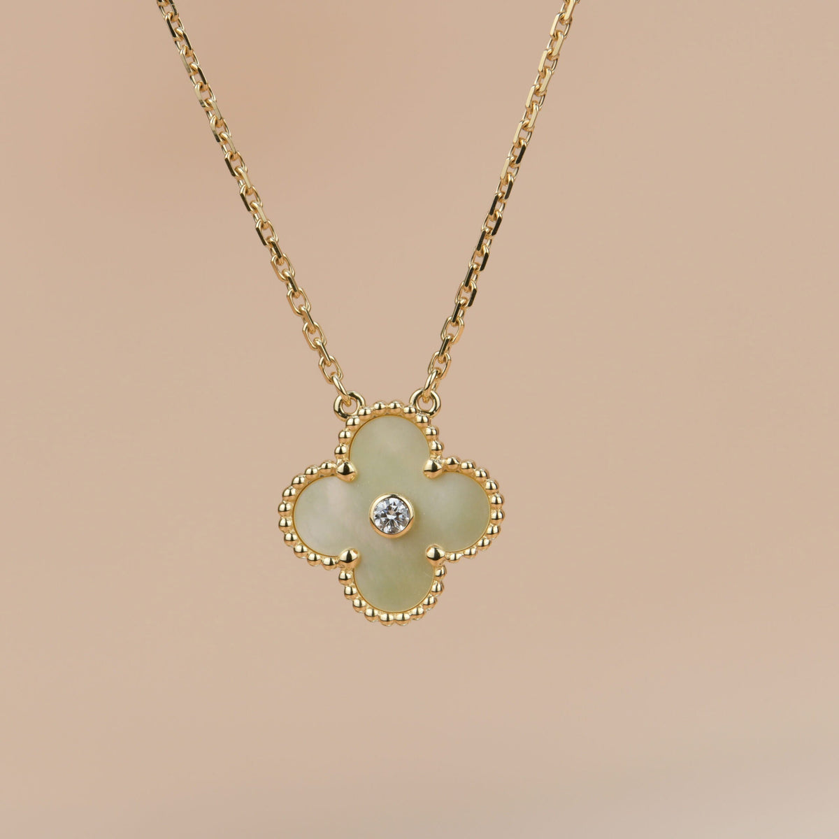 [Plus&Max]CLOVER 15MM DIAMOND GOLD MOTHER OF PEARL NECKLACE