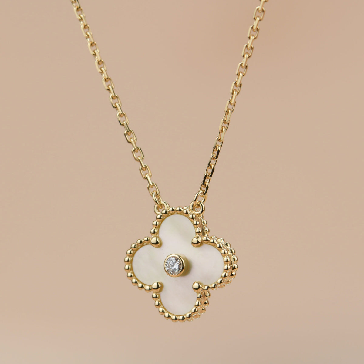 [Plus&Max]CLOVER 15MM DIAMOND GOLD MOTHER OF PEARL NECKLACE