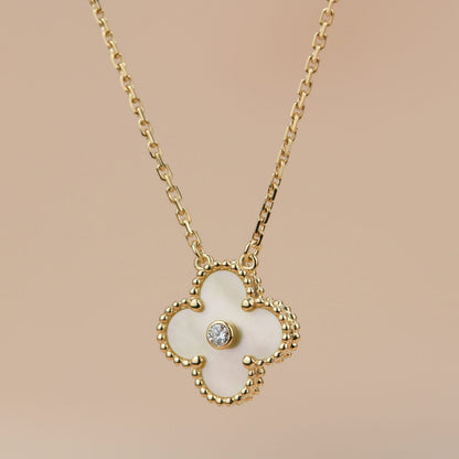[Plus&Max]CLOVER 15MM DIAMOND GOLD MOTHER OF PEARL NECKLACE