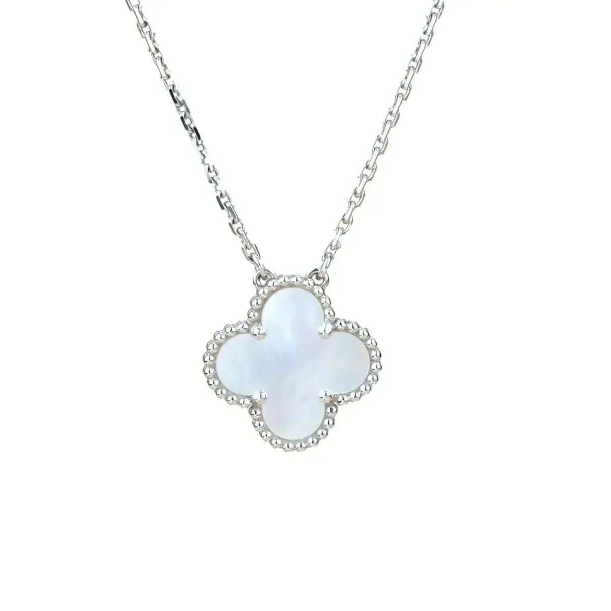 [Plus&Max]CLOVER  15MM WHITE MOTHER-OF-PEARL SILVER
