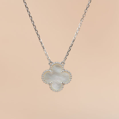 [Plus&Max]CLOVER  15MM WHITE MOTHER-OF-PEARL SILVER