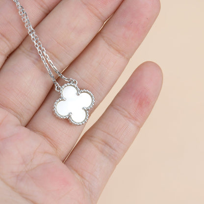 [Plus&Max]CLOVER  15MM WHITE MOTHER-OF-PEARL SILVER