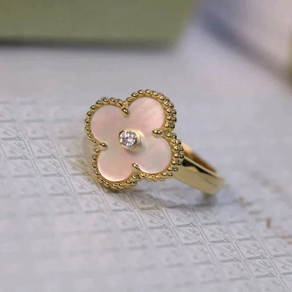 [Plus&Max]CLOVER PINK MOP RING GOLD DIAMOND