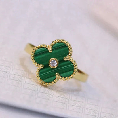 [Plus&Max]CLOVER MALACHITE RING GOLD DIAMOND