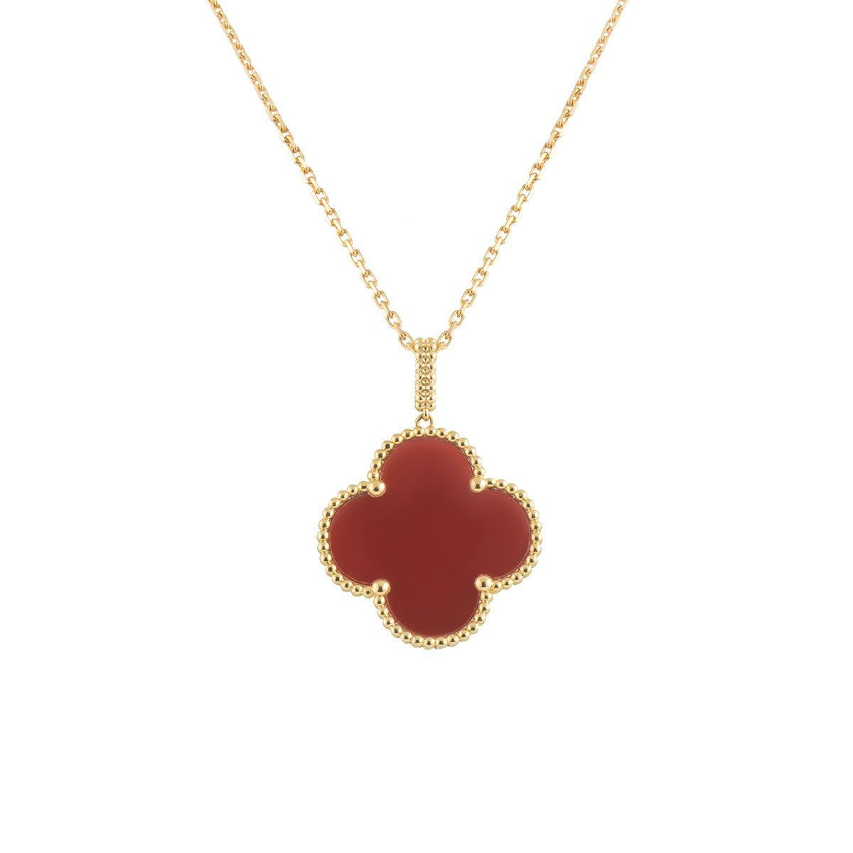 [Plus&Max]CLOVER 25MM NECKLACE GOLD CARNELIAN