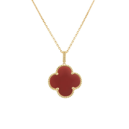 [Plus&Max]CLOVER 25MM NECKLACE GOLD CARNELIAN