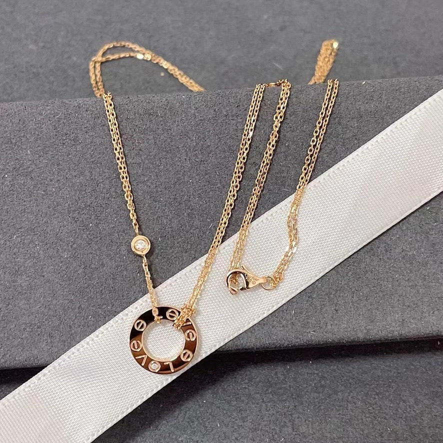 [Plus&Max]LOVE NECKLACE 16MM 2 DIAMONDS