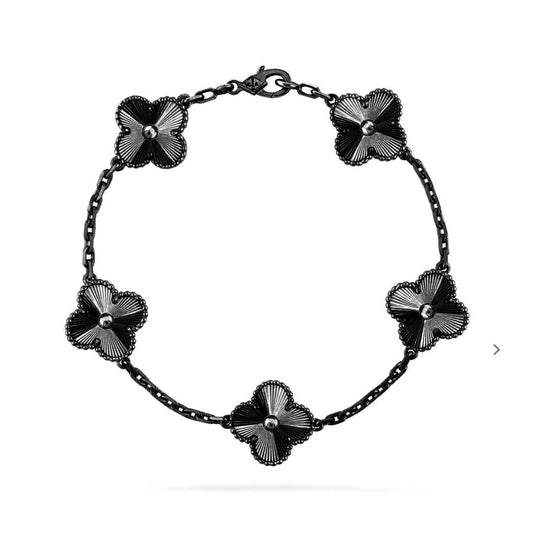 [Plus&Max]CLOVER 5 MOTIF BLACK BRACELET