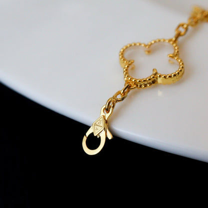[Plus&Max]CLOVER 5 MOTIF ROCK CRYSTAL BRACELET