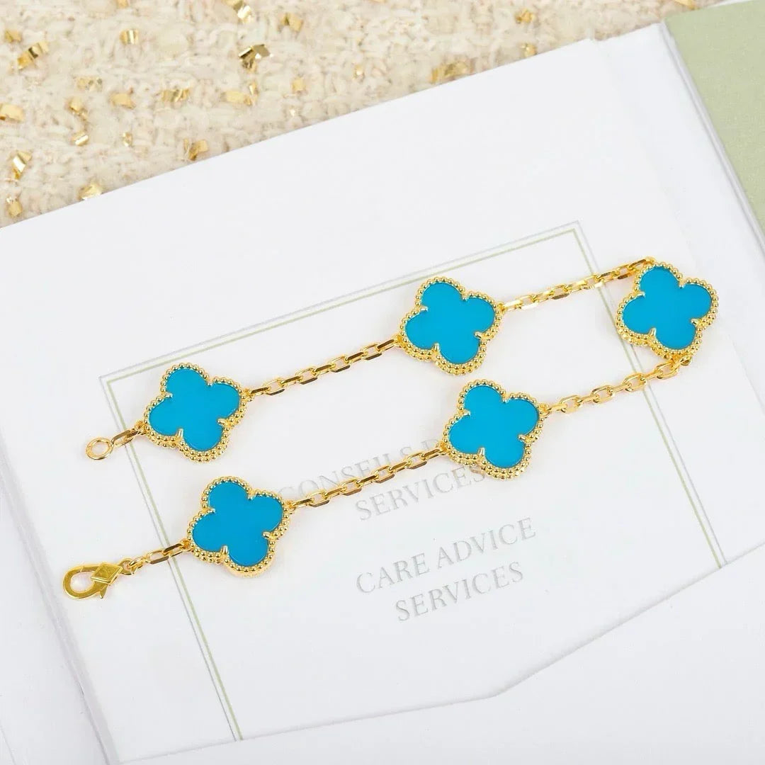 [Plus&Max]LUCKY CLOVER 5-MOTIF BRACELET - TURQUOISE COLLECTION
