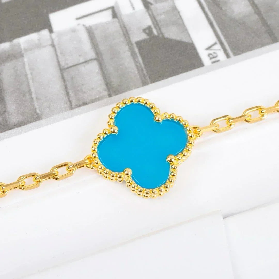 [Plus&Max]LUCKY CLOVER 5-MOTIF BRACELET - TURQUOISE COLLECTION