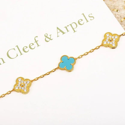 [Plus&Max]LUCKY CLOVER 5-MOTIF BRACELET - TURQUOISE COLLECTION