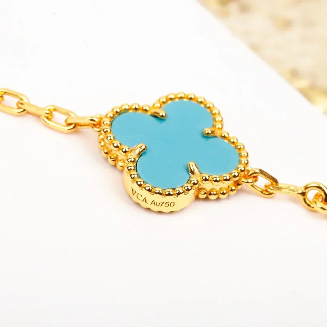 [Plus&Max]LUCKY CLOVER 5-MOTIF BRACELET - TURQUOISE COLLECTION