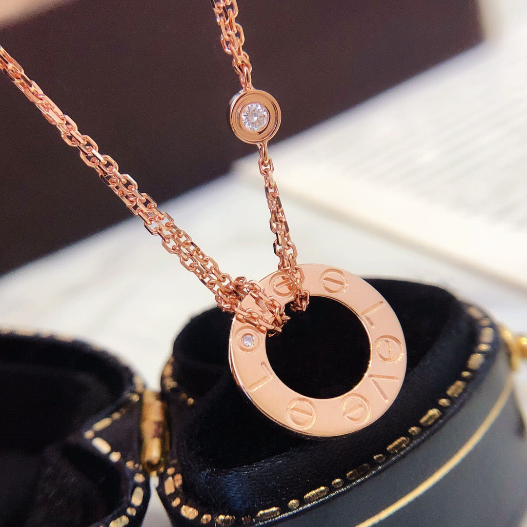 [Plus&Max]LOVE NECKLACE 16MM 2 DIAMONDS
