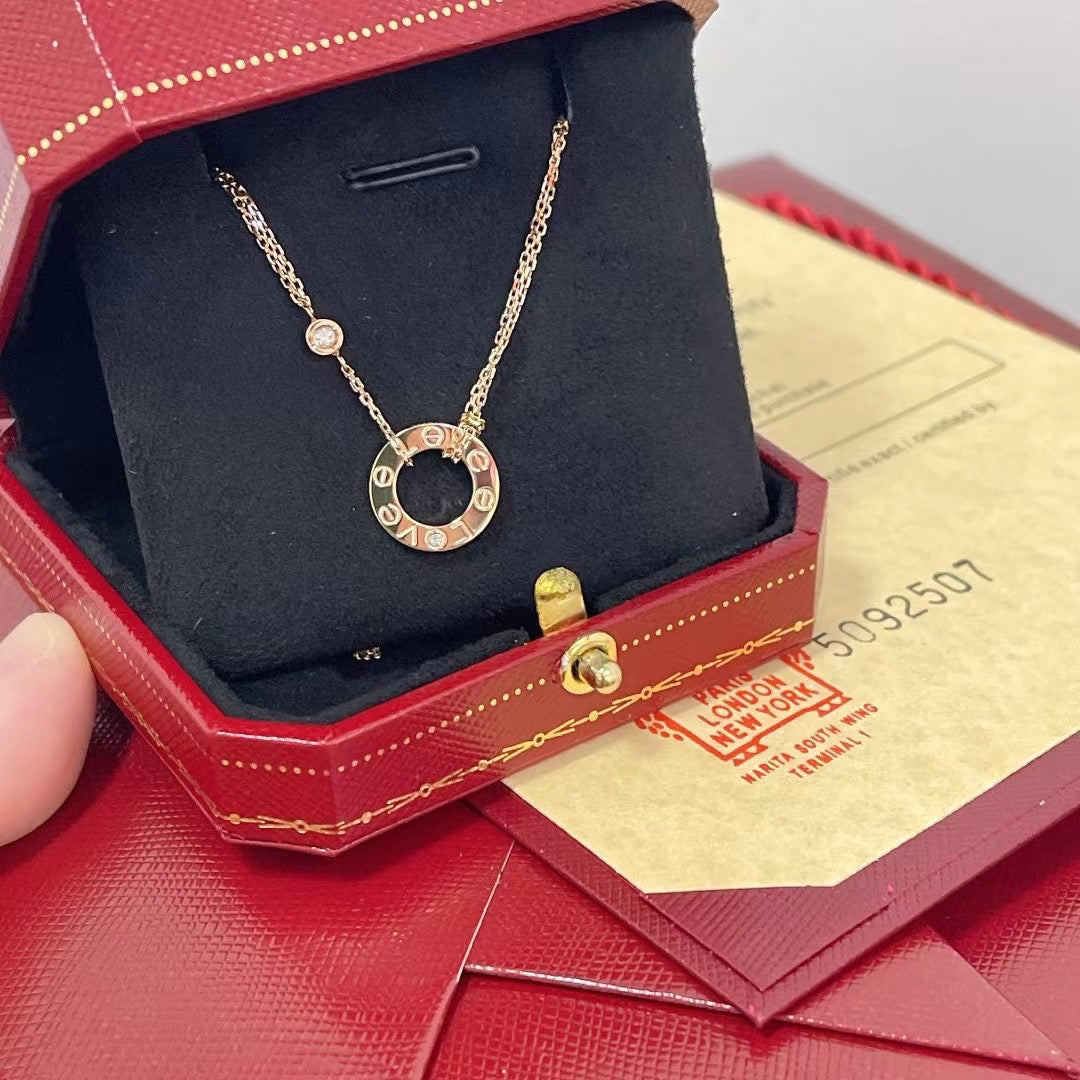[Plus&Max]LOVE NECKLACE 16MM 2 DIAMONDS