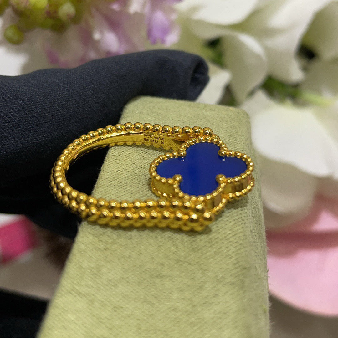 [Plus&Max]CLOVER RIVERSIBLE BLUE AGATE RING