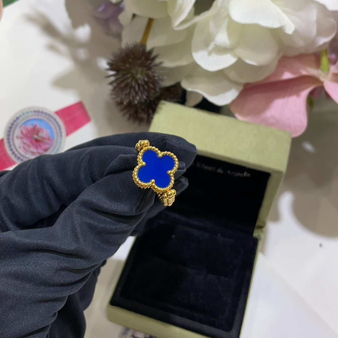 [Plus&Max]CLOVER RIVERSIBLE BLUE AGATE RING