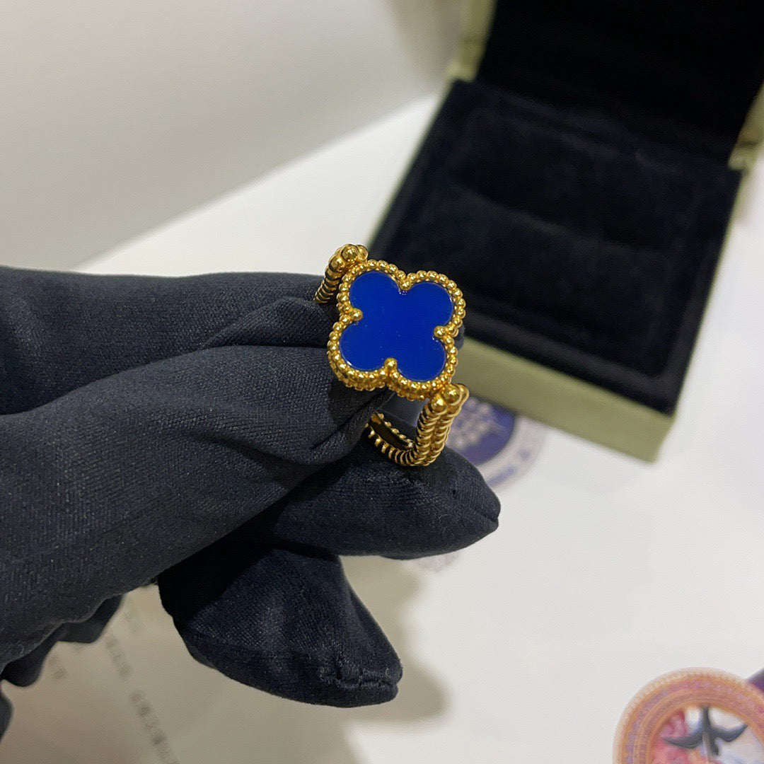 [Plus&Max]CLOVER RIVERSIBLE BLUE AGATE RING