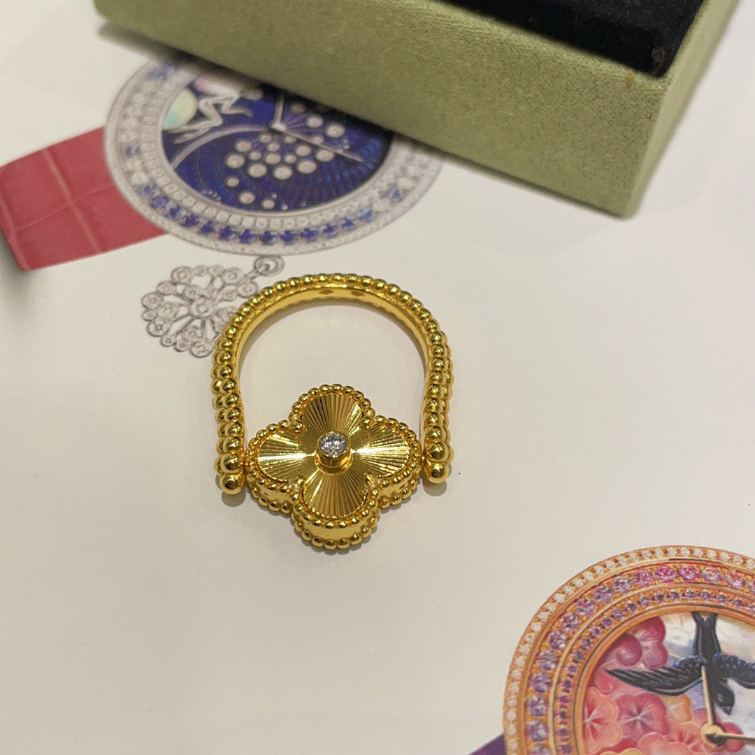 [Plus&Max]CLOVER RIVERSIBLE BLUE AGATE RING