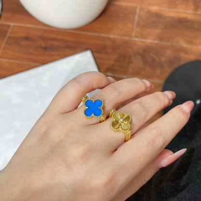 [Plus&Max]CLOVER RIVERSIBLE BLUE AGATE RING
