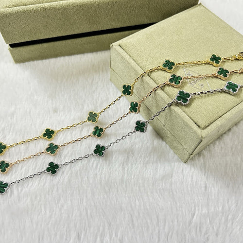 [Plus&Max]CLOVER 6 MOTIF MALACHITE BRACELET