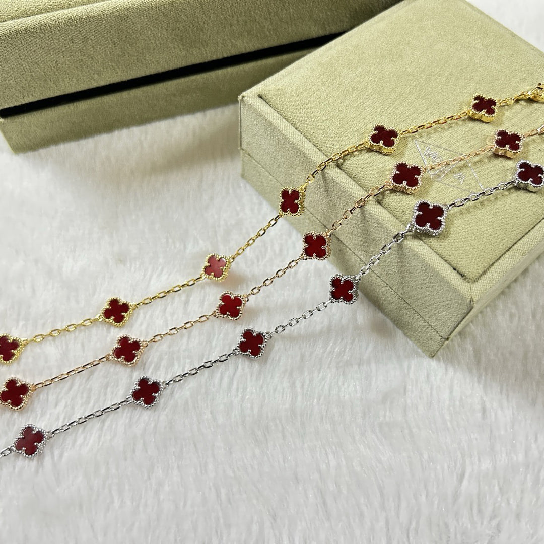 [Plus&Max]CLOVER 6 MOTIF RED AGATE BRACELET