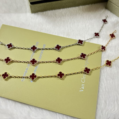 [Plus&Max]CLOVER 6 MOTIF RED AGATE BRACELET