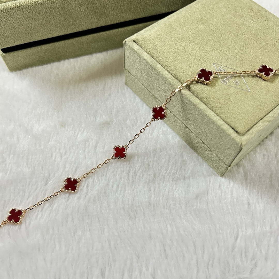 [Plus&Max]CLOVER 6 MOTIF RED AGATE BRACELET