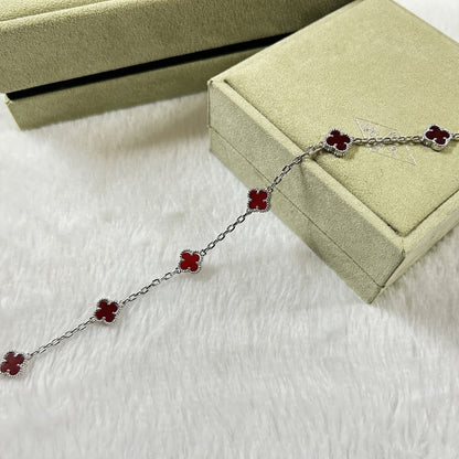 [Plus&Max]CLOVER 6 MOTIF RED AGATE BRACELET