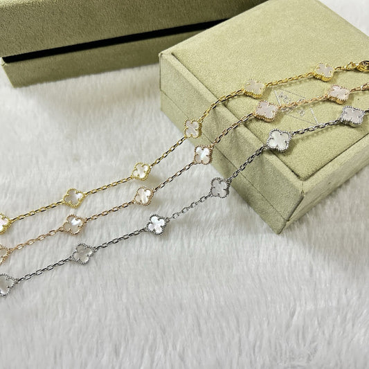 [Plus&Max]CLOVER 6 MOTIF WHITE MOP BRACELET