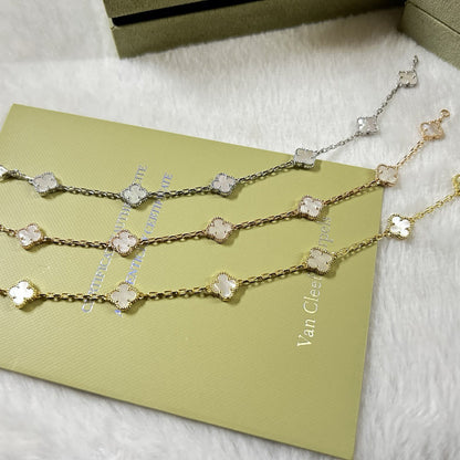 [Plus&Max]CLOVER 6 MOTIF WHITE MOP BRACELET