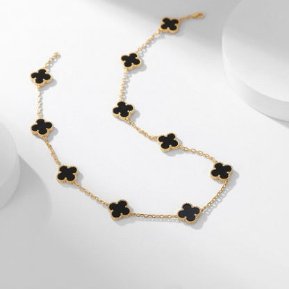 [Plus&Max]CLOVER 10 MOTIFS ONYX NECKLACE