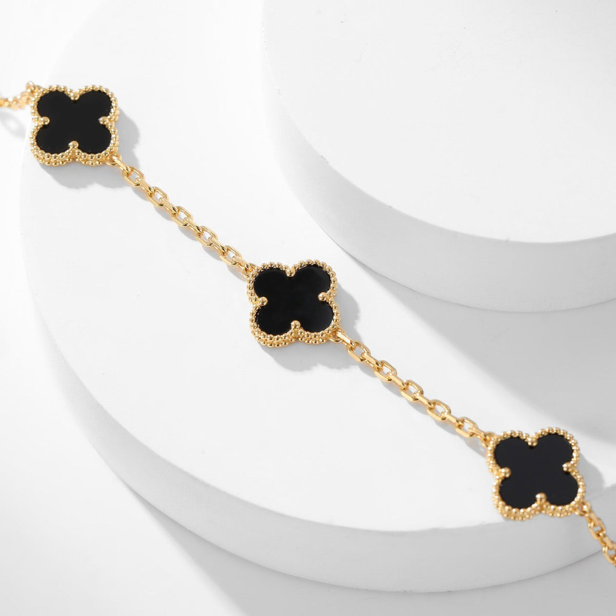 [Plus&Max]CLOVER 10 MOTIFS ONYX NECKLACE