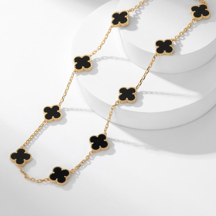 [Plus&Max]CLOVER 10 MOTIFS ONYX NECKLACE