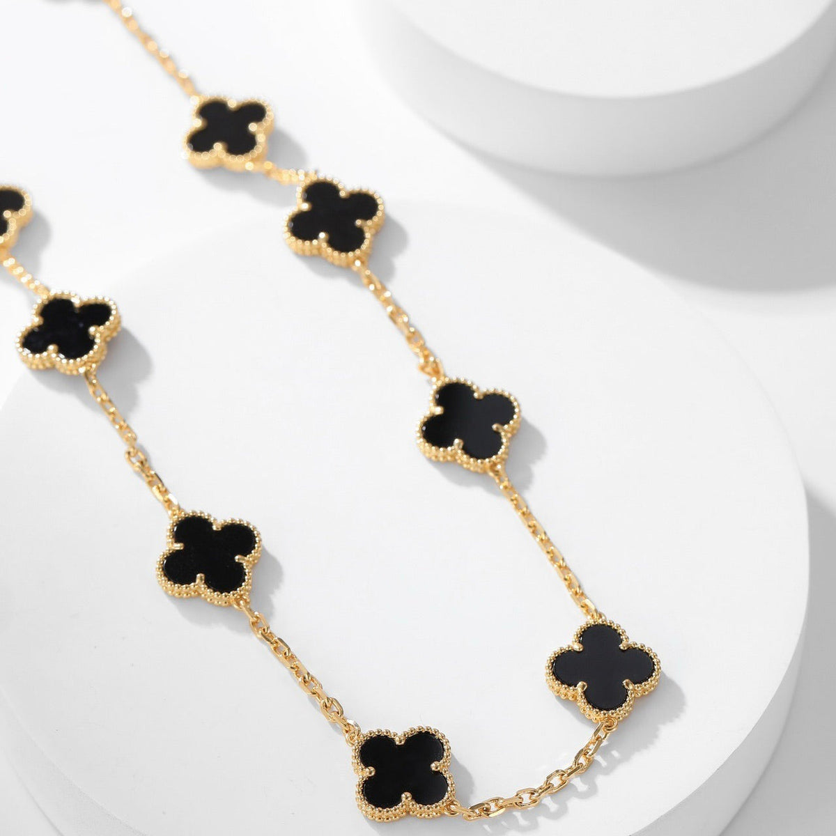 [Plus&Max]CLOVER 10 MOTIFS ONYX NECKLACE